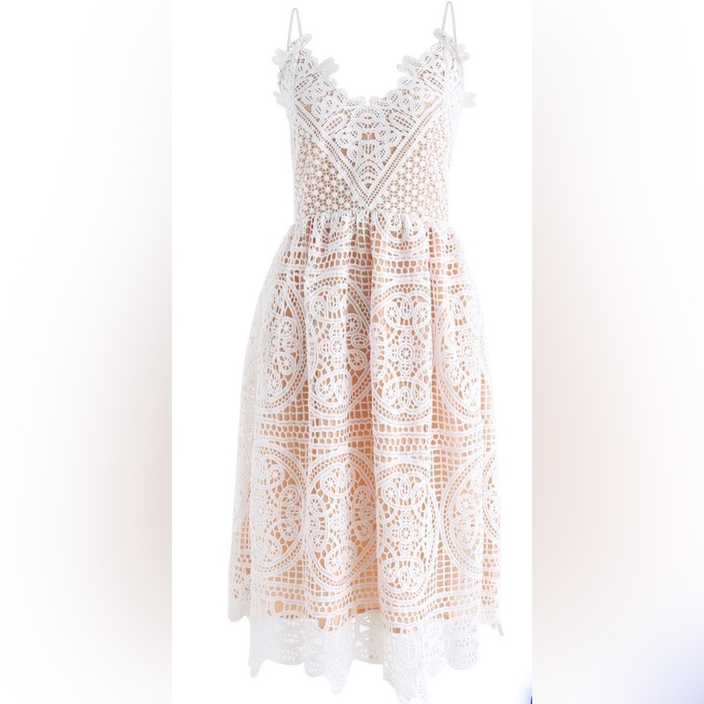 Chicwish MOONLIT NIGHT CROSS BACK CROCHET CAMI DRESS
